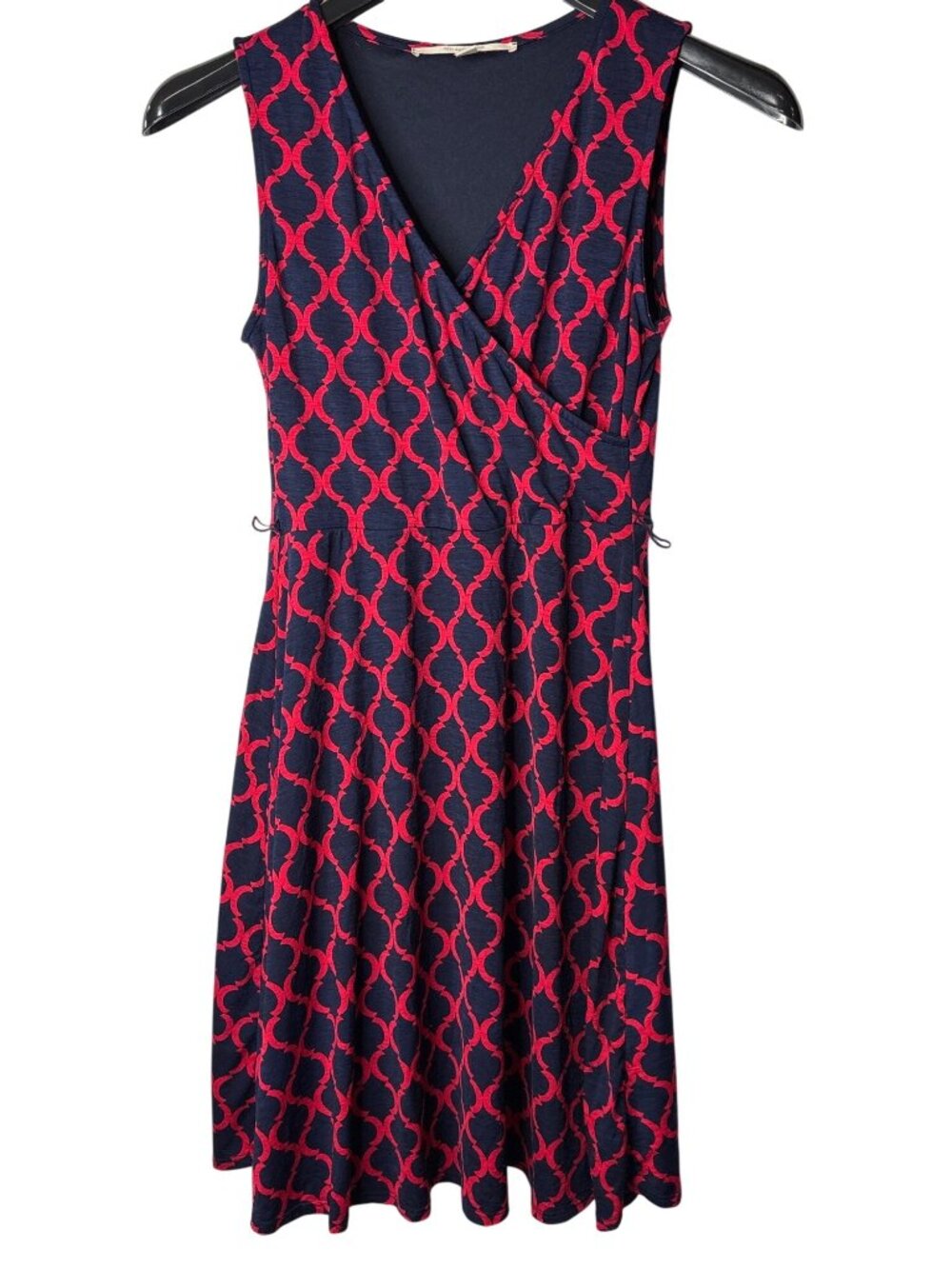 41 Hawthorn Kassidy Faux Wrap Dress M Fit & Flare Midi Navy Red Missing Belt